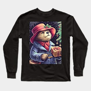 Charm and Cheer: Festive Paddington Bear Christmas Art Prints for a Whimsical Holiday Celebration! Long Sleeve T-Shirt